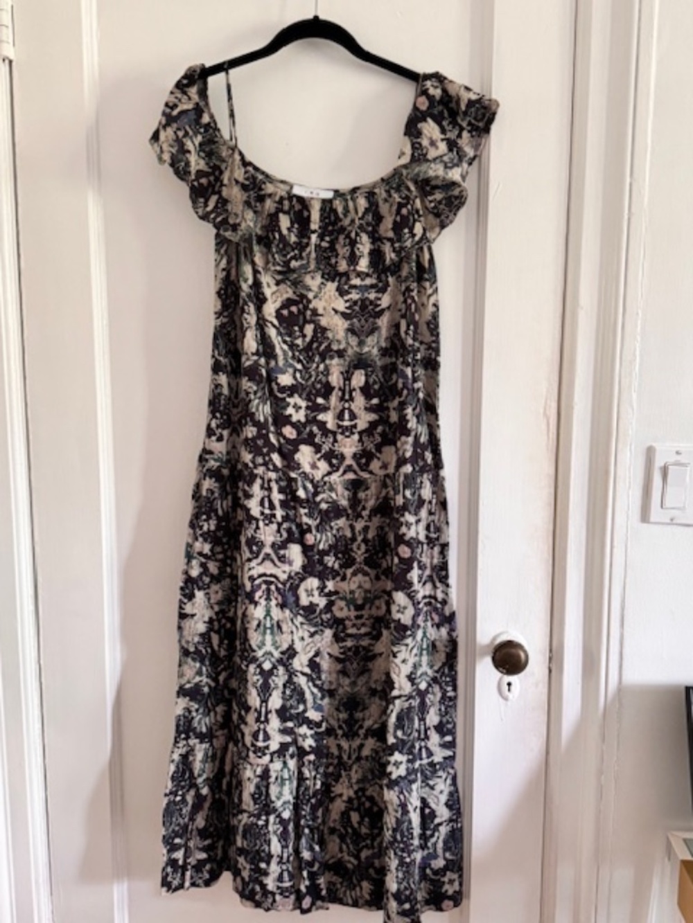 IRO Yonelia Floral Ruffle-Trim Midi Dress Size 40